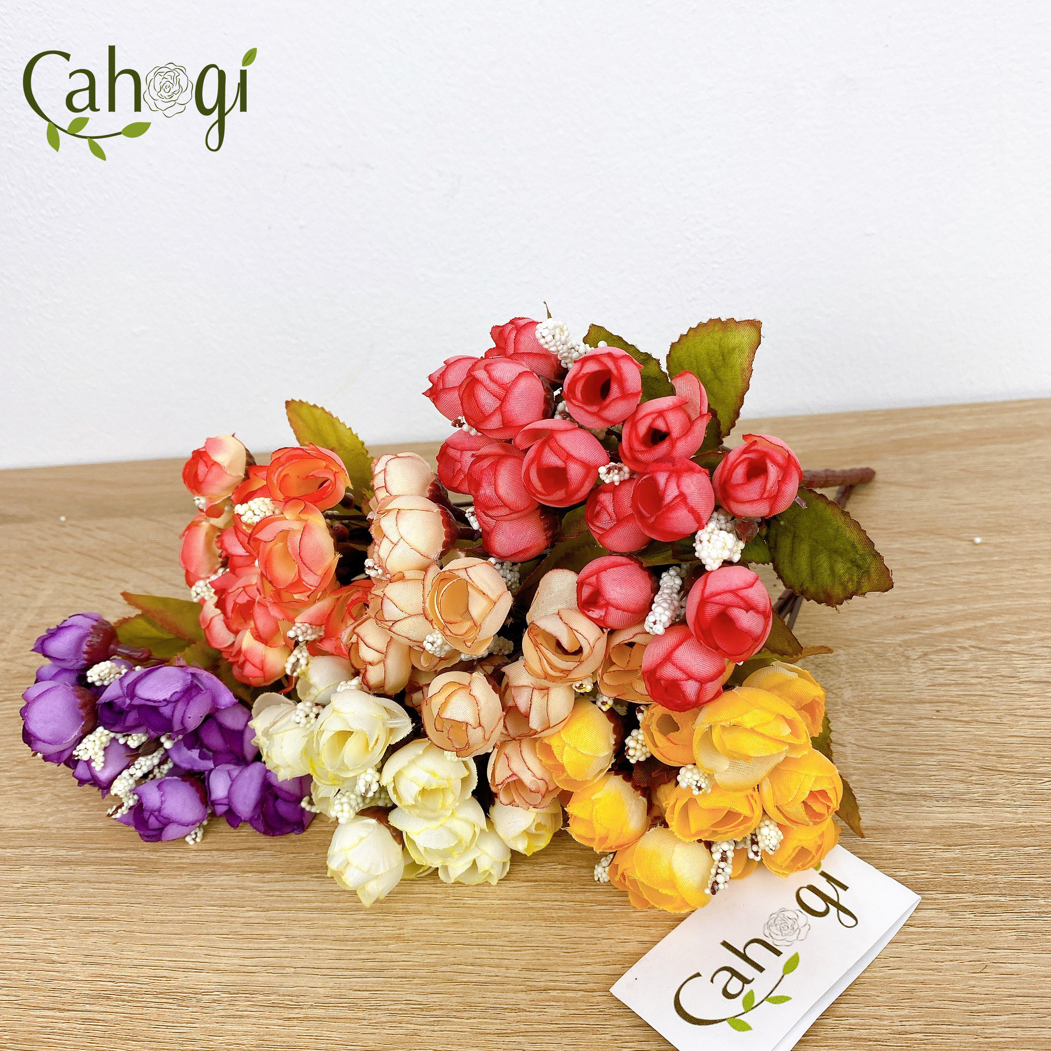 Hoa giả Chùm Hoa Hồng Bi Lụa