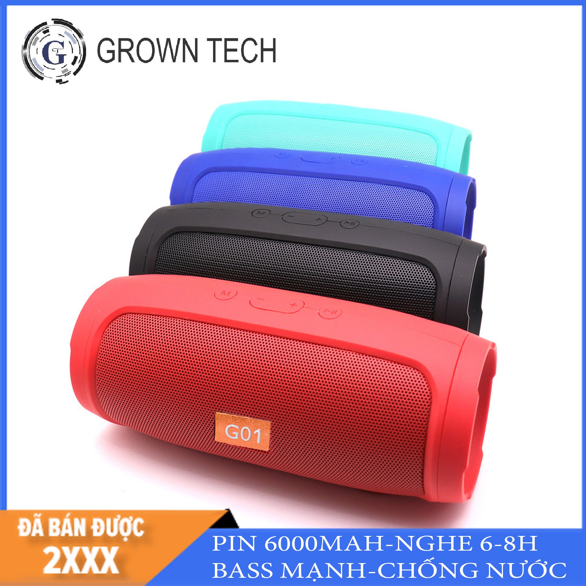 Loa nghe nhạc không dây GrownTech C3+ mini vỏ nhôm bass vòm hỗ trợ USB thẻ nhớ