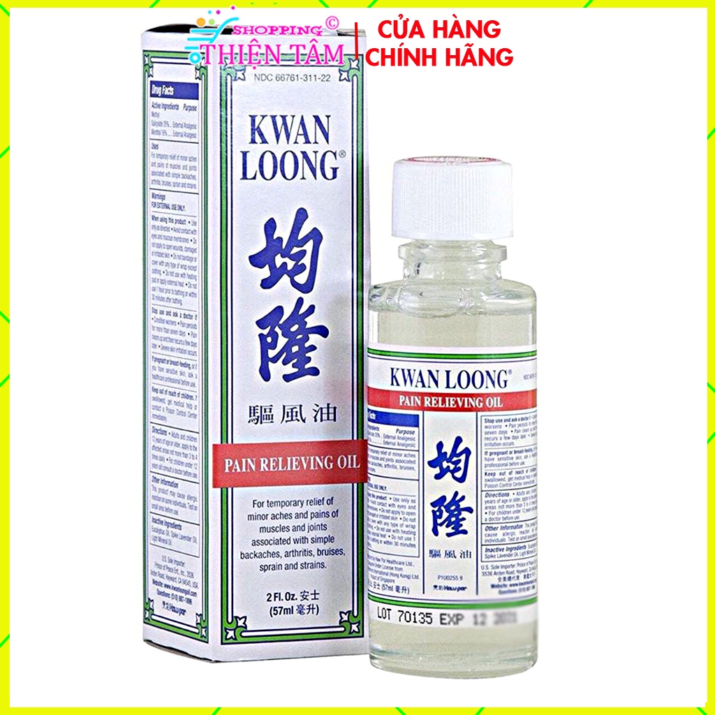 01 Dầu Nóng Kwan Loong Oil Quân Long 2 Nắp Mỹ 57ml nước trắng Sing xuất usa