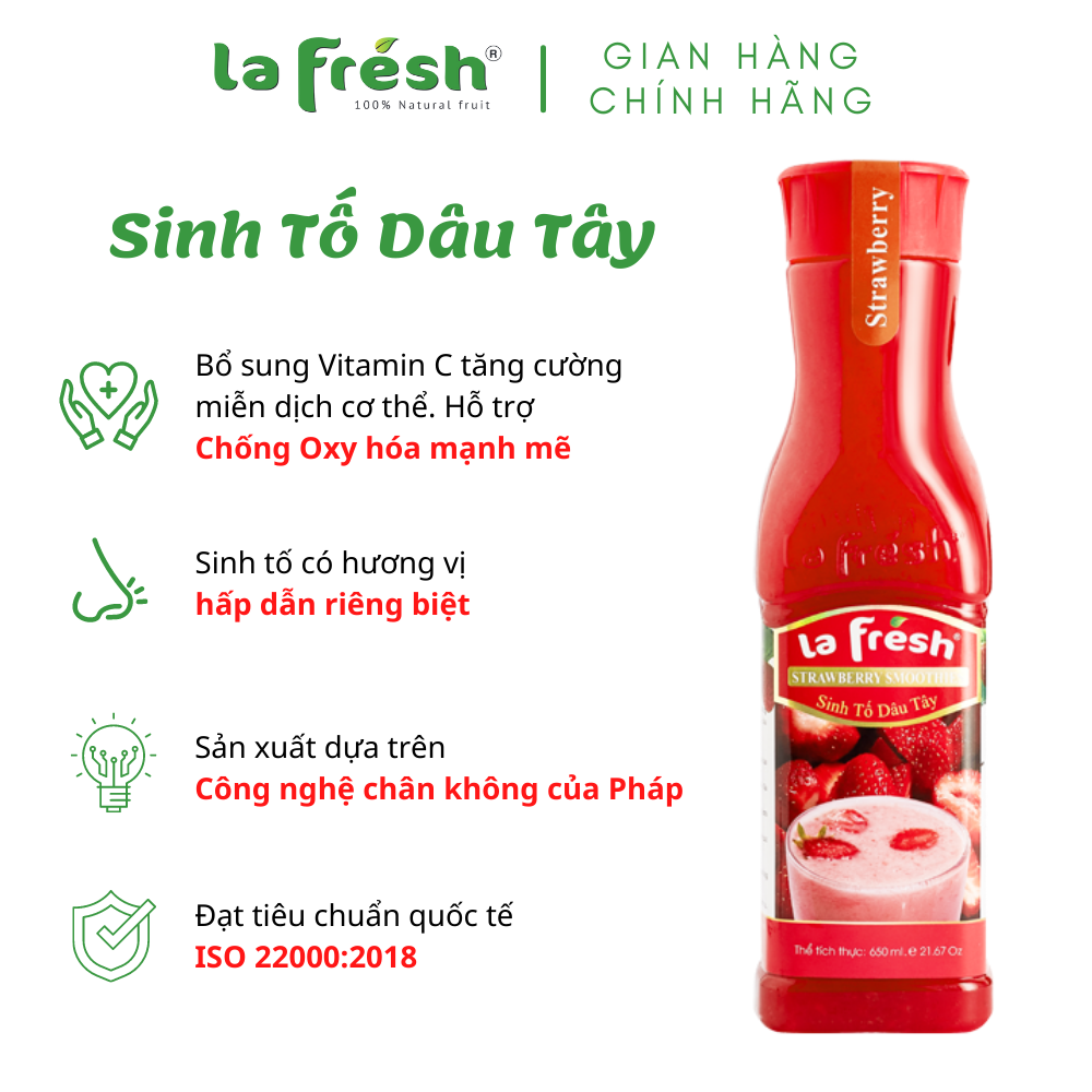 [HCM]Sinh Tố Dâu Tây Lafresh Đà Lạt 750ml