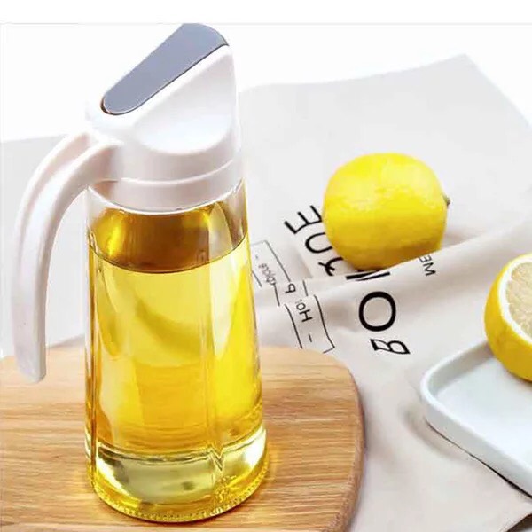 Bình đựng rót dầu thủy tinh nắp mở tự động 600ml