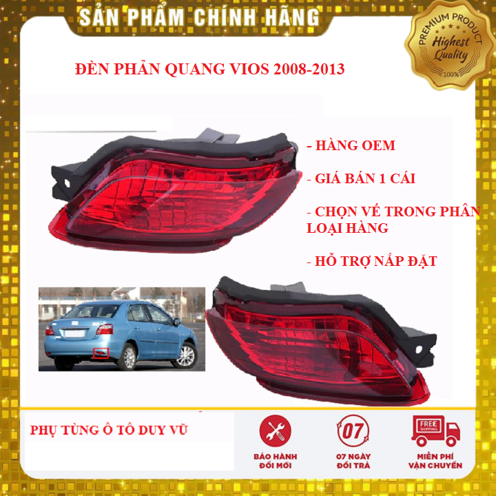 Đèn gầm cản sau toyota vios 2010, đèn phản quang sau toyota vios 2008, 2009, 2010, 2011, 2012, 2013