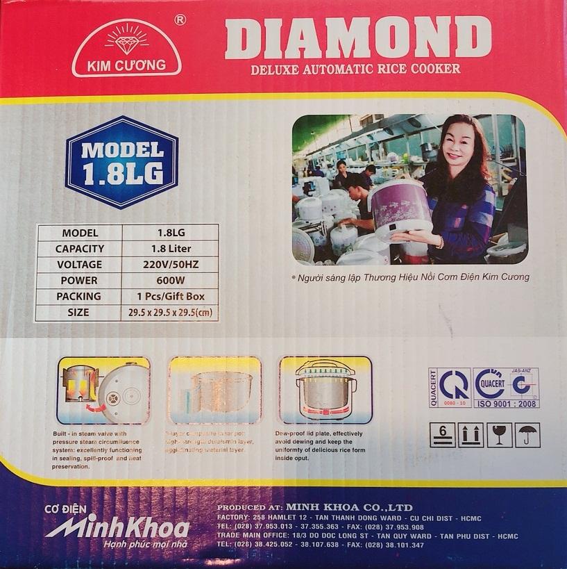 NỒI CƠM ĐIỆN KIM CƯƠNG NẮP GÀI 1,8LG