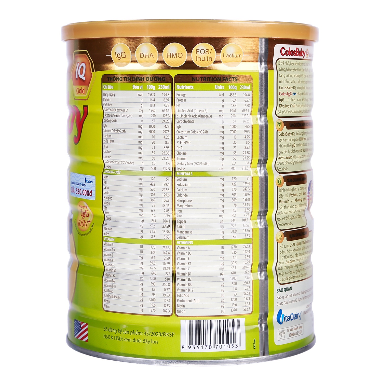 Sữa COLOSBABY IQ GOLD 0+ 800g
