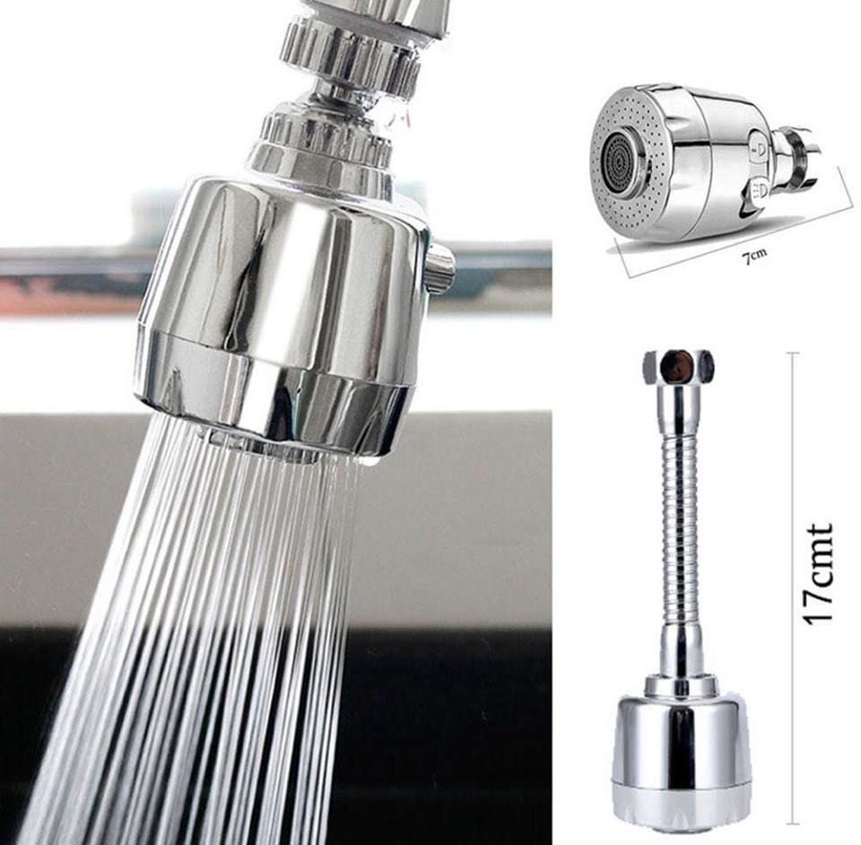 Đầu vòi rửa chén bát tăng áp Inox 304, điều hướng xoay 360 độ, 3 chế độ, tiết kiệm nước, phù hợp với nhiều loại vò tặng kèm chuyển đổi đầu thu xuống 15-22 mm