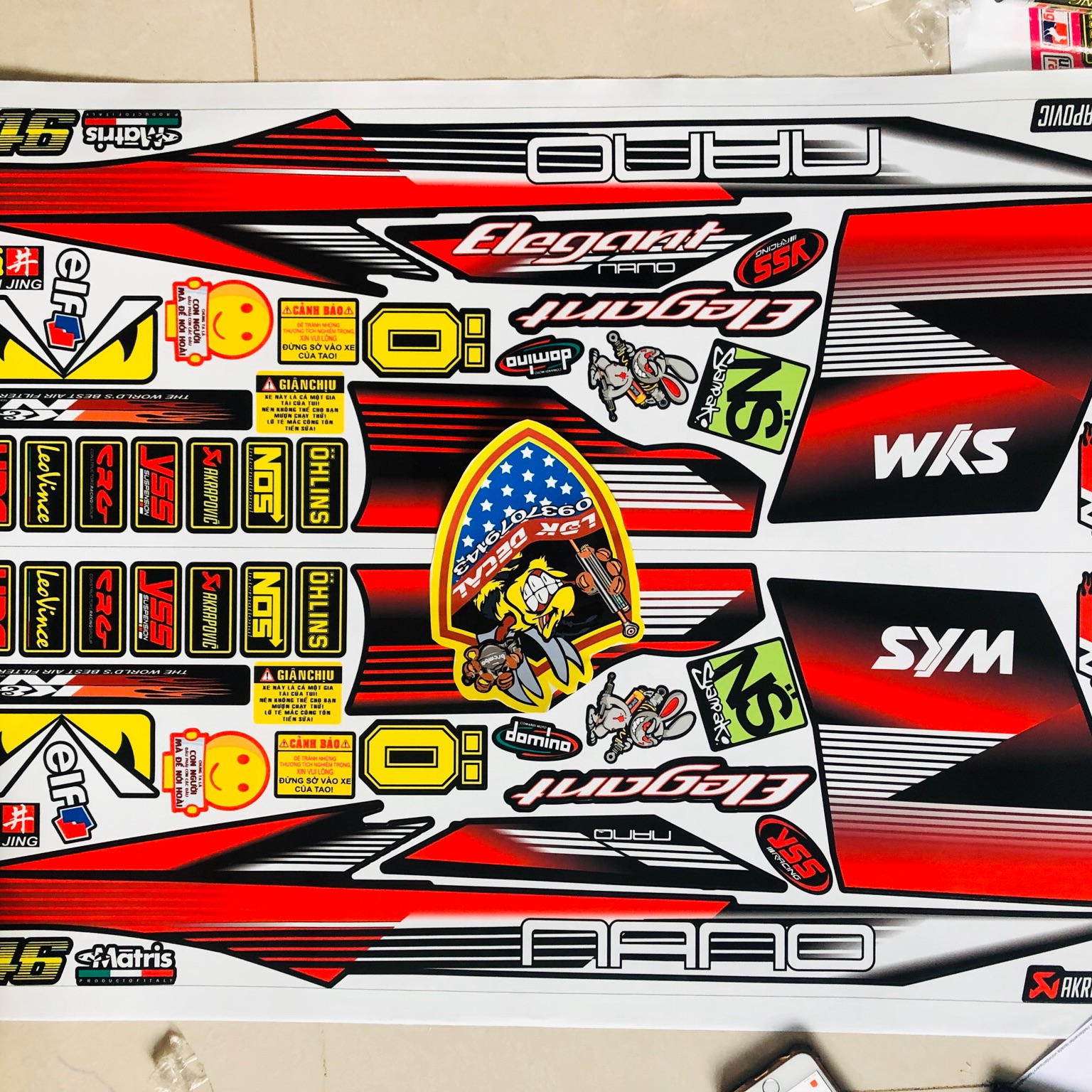 Tem rời elegant spark nao đỏ đen