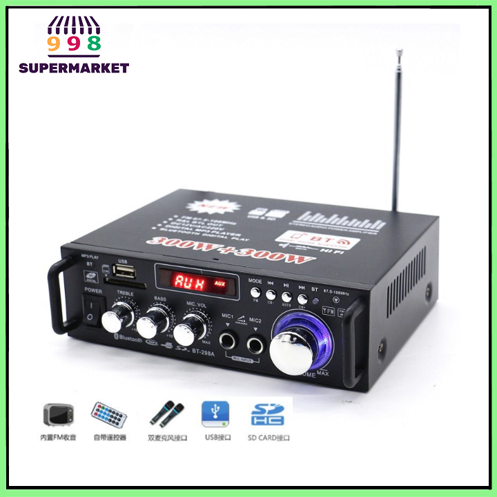 Ampli mini blutooth 12v 220v AV-153TV, USB,SD,FM