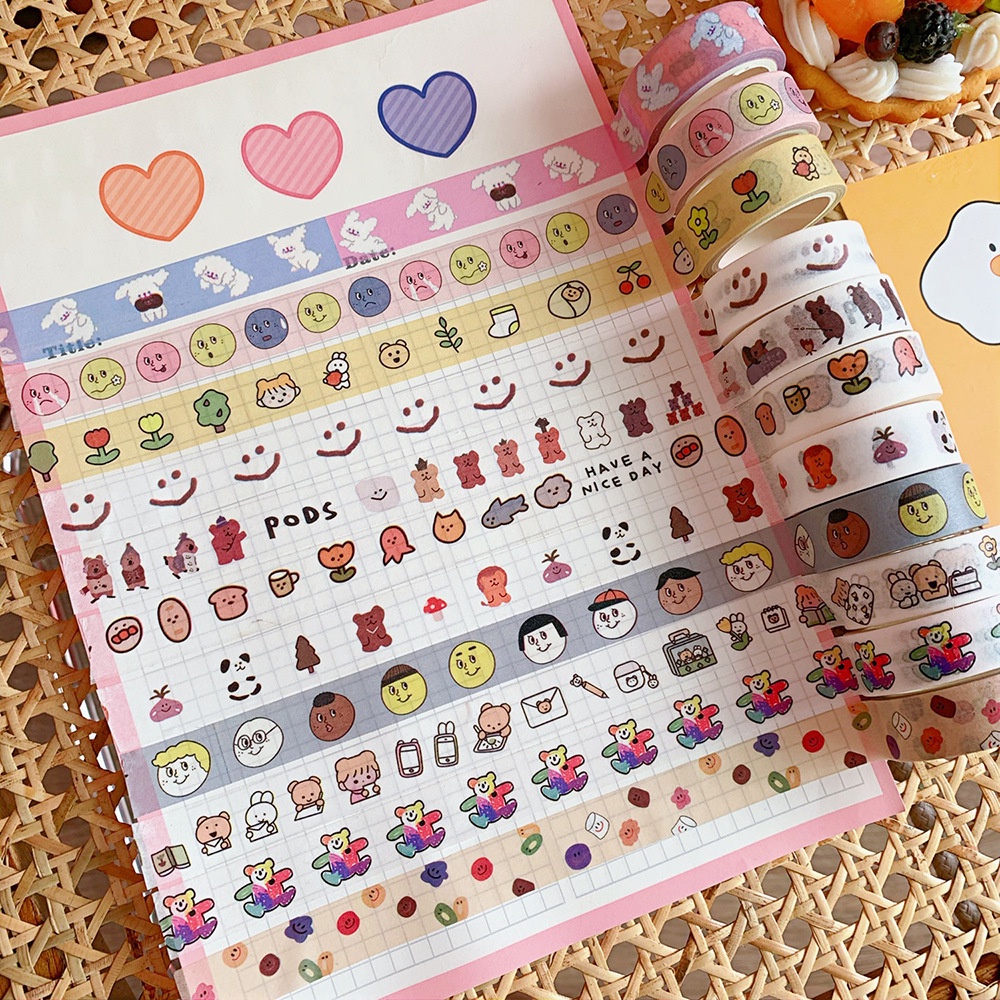 Cuộn Băng Keo Giấy Washi Dễ Thương HÀN QUỐC Trang Trí