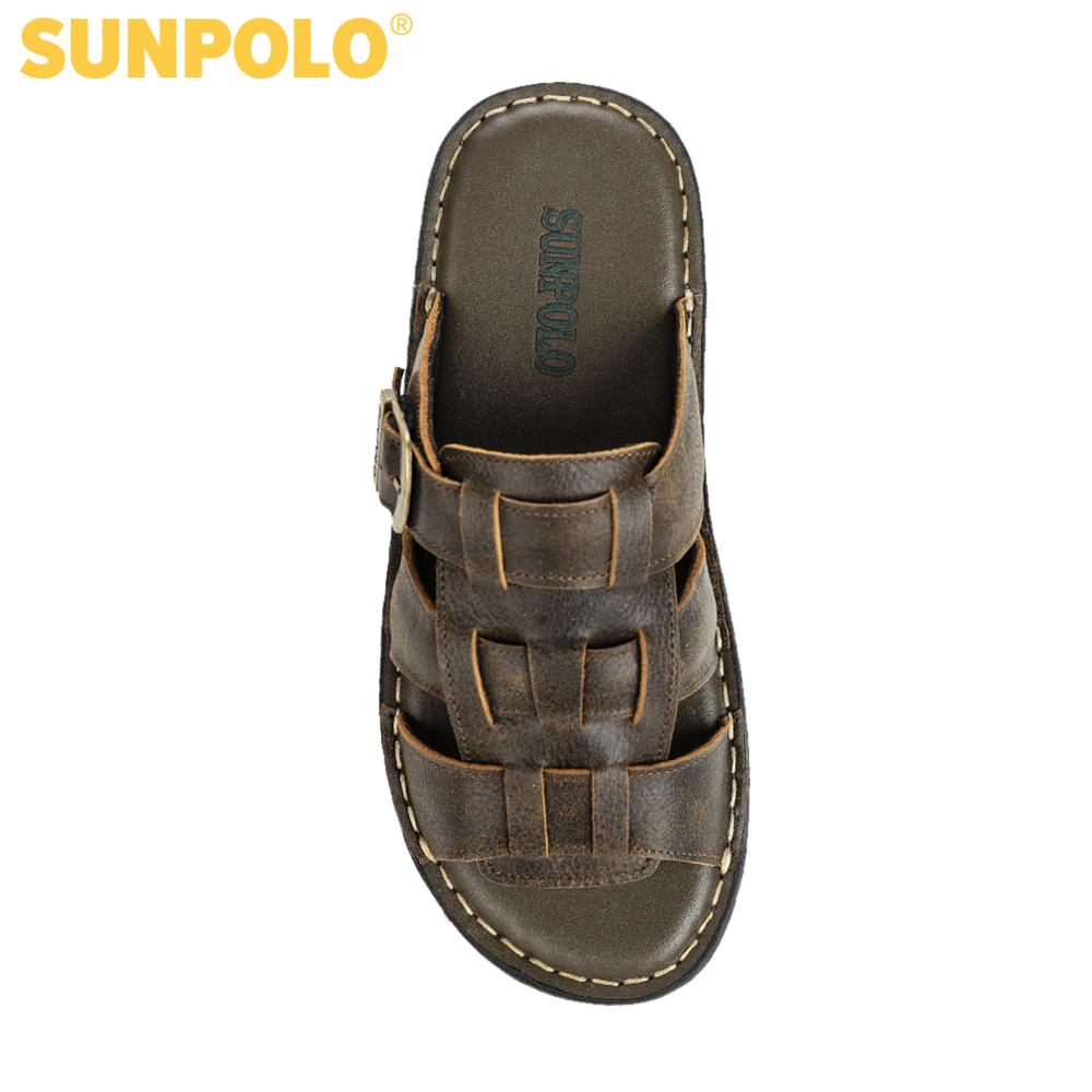 Men Leather SUNPOLO Sandals AQN001 (black)