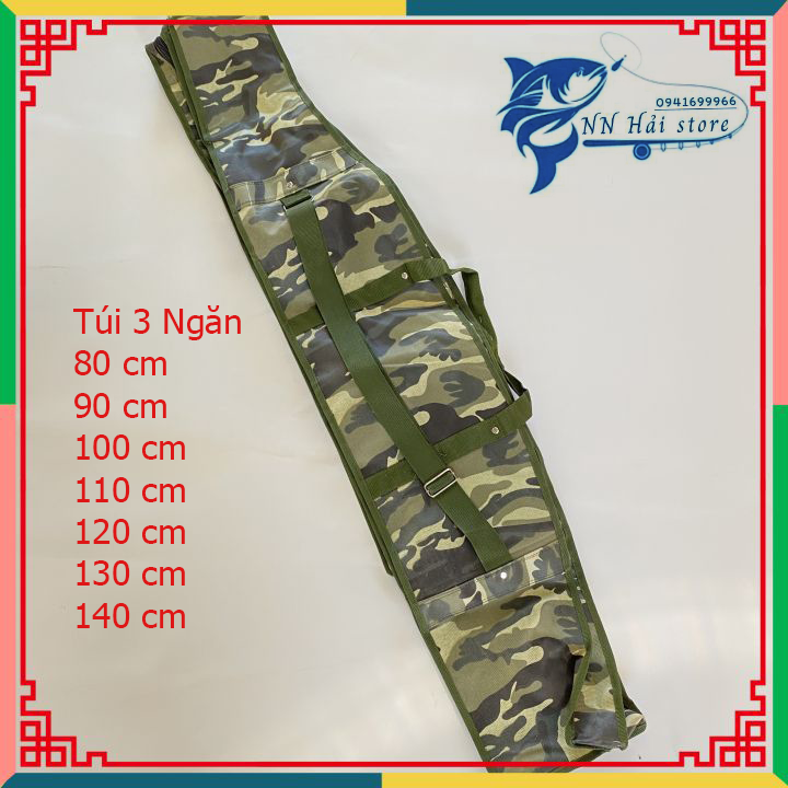 Túi đựng cần câu cá 3 ngăn rằn ri đủ size từ 80cm đến 140cm, tui dung can cau ca, tui dung can cau ca cao cap