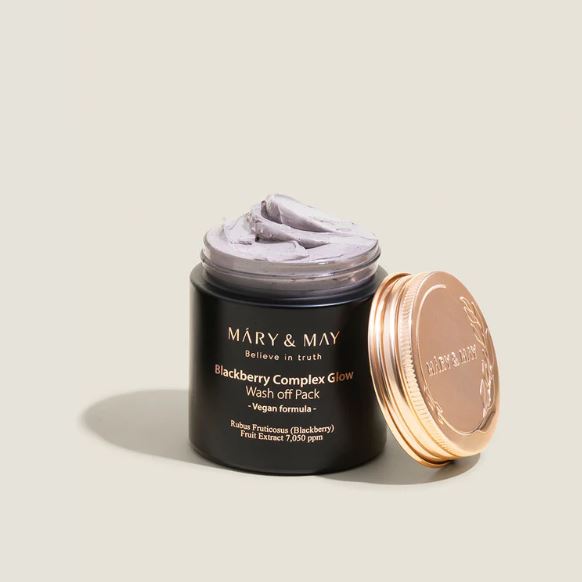 Mặt nạ đất sét thuần chay Mary&May Blackberry Complex Glow Wash off Pack