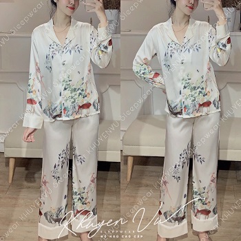 [HCM]SÉT BỘ ĐỒ NGỦ LỤA SATIN DÀI TAY CAO CẤP