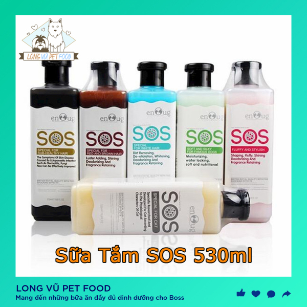 [CHÍNH HÃNG] Sữa Tắm Cho Chó Mèo SOS 530ml ( Đủ 6 loại) - Sữa tắm chó - Sữa tắm mèo - Long Vũ Pet Food