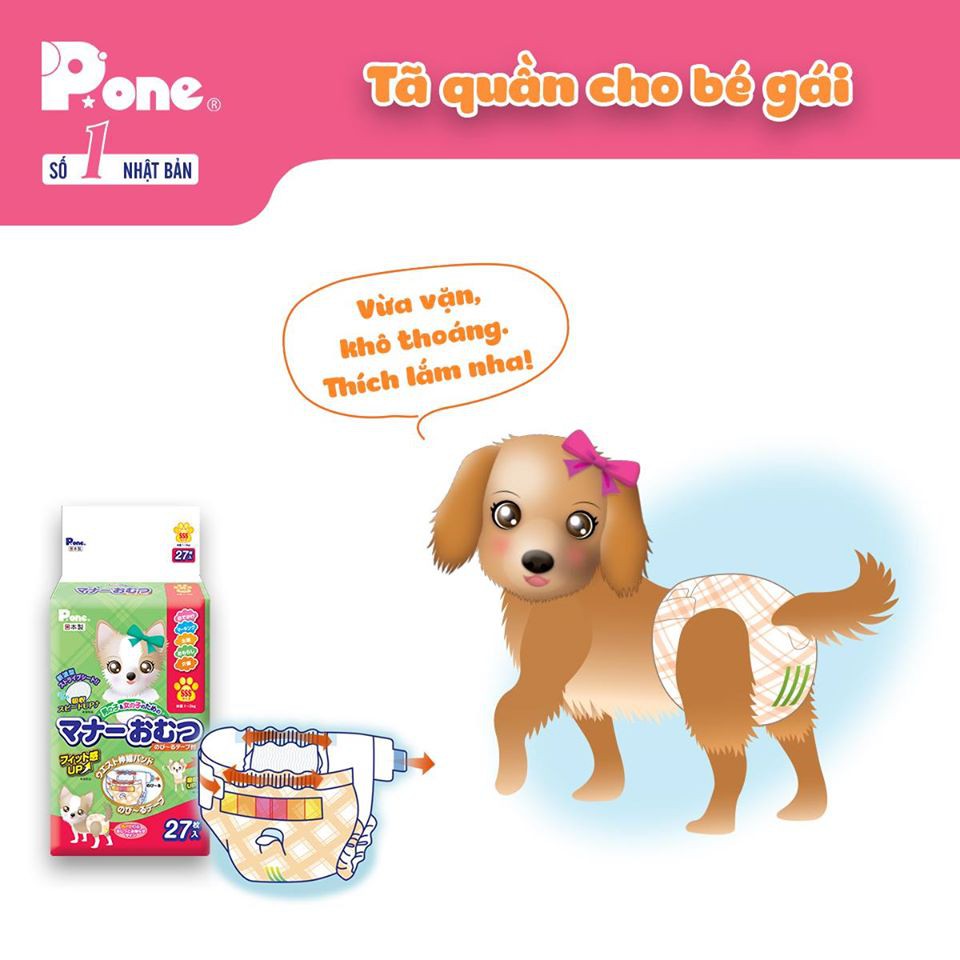 bỉm cho cún mèo giống CÁI (bé gái) hãng P.one (bán từng miếng) - T3 PETS SHOP