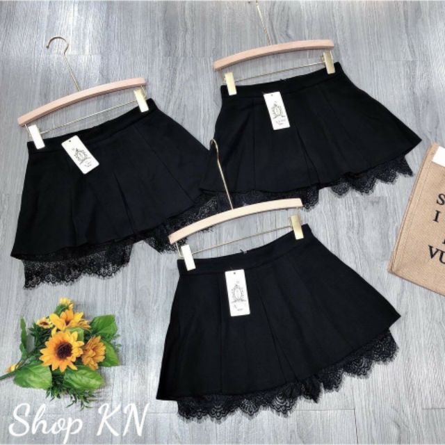 Chân váy xếp ly phối ren cao cấp