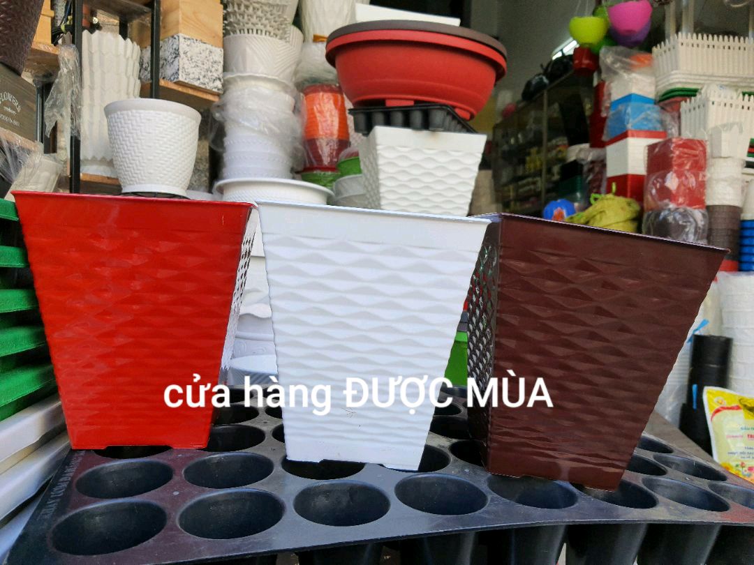 combo 2 chậu nhựa vuông sóng 17x20cm