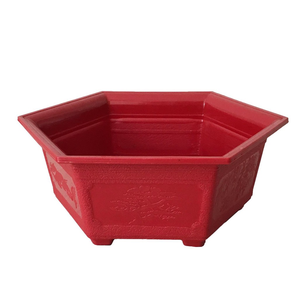 Bộ 10 chậu nhựa lục giác đỏ trồng cây - đường kính 26cm