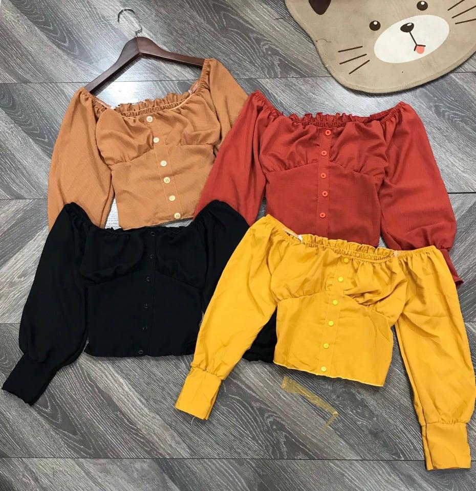 Áo Voan trễ vai nhún lưng phồng ngực cá tính TTKX0619