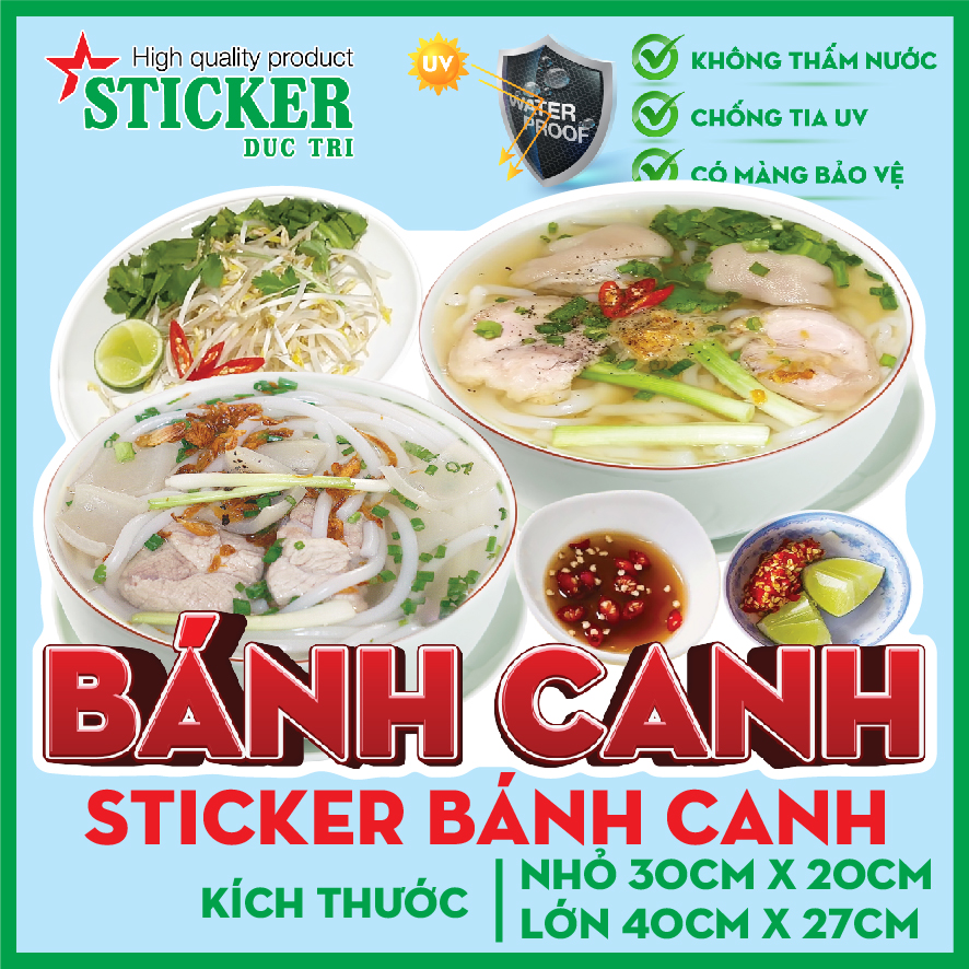 🔥 decal dán bánh canh.. 🔥 dán tường, xe, cửa kính...