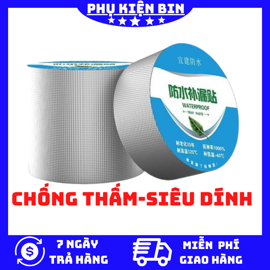 Băng keo chống thấm, Băng Keo Bê Tông Siêu Dính, Khổ Rộng 10cm gắn trên tất cả các bề mặt như gỗ, kính, nhựa, tôn, sắt, bê tông, gốm sứ, cho tường, trần nhà, mái tôn, ống nước, bể nước, xô, phao bơi,..