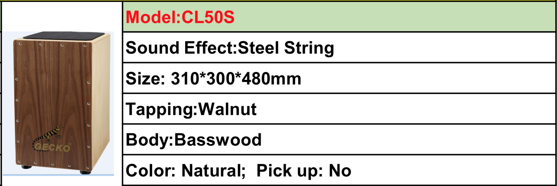 Trống Cajon Gecko CL50S - Hàng có sẵn