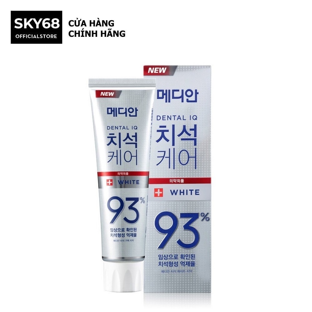 Kem Đánh Răng Giúp Trắng Răng, Giảm Ố Vàng, Sạch Mảng Bám Hương Trà Xanh Median Dental IQ 93% Breath Care 120g - Trắng