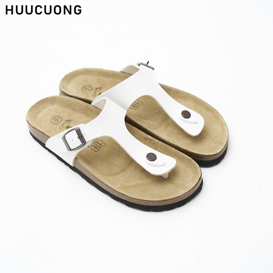 Dép đế trấu nữ kẹp ngón trắng da pu