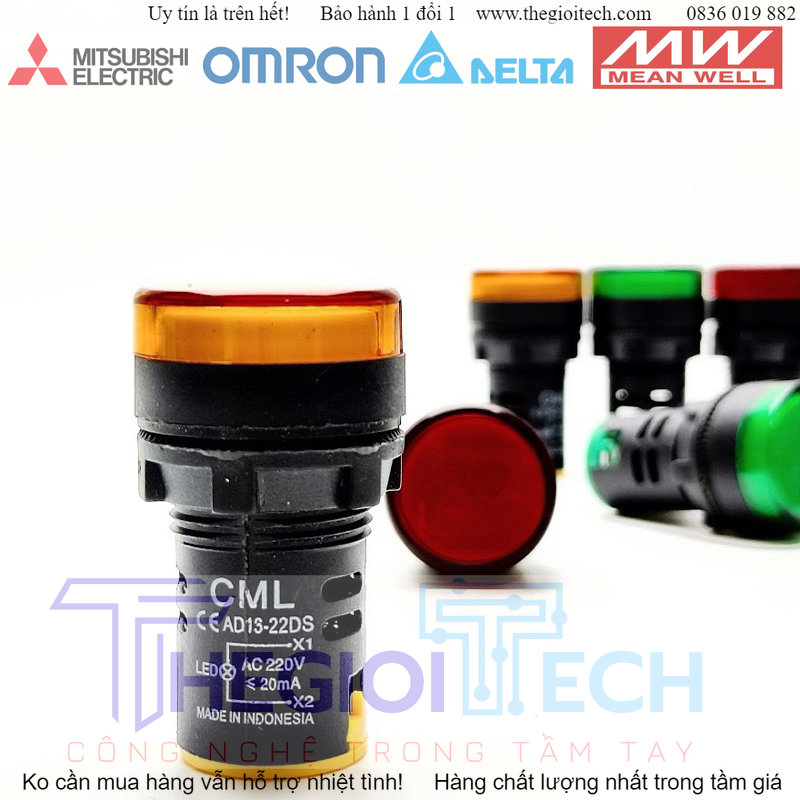 Đèn Báo Pha Phi 22 Xanh Đỏ Vàng CML