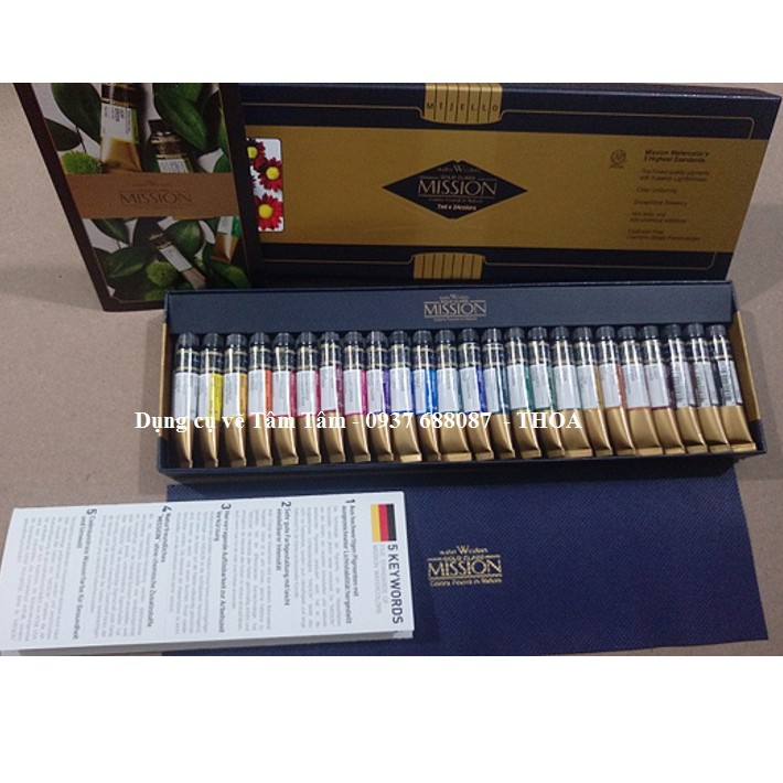 Màu nước Mijello, Mijello Mission Gold Watercolor set 24 màu x7ml -Dụng cụ vẽ Tâm Tâm