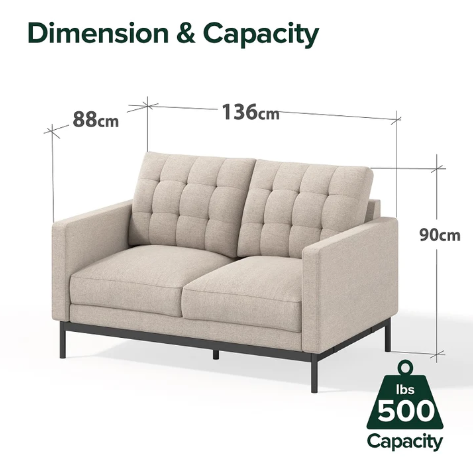Ghế Sofa Zinus Thompson (2 Chỗ Ngồi) - Zinus Sofa 2 Seater Sofa Beige