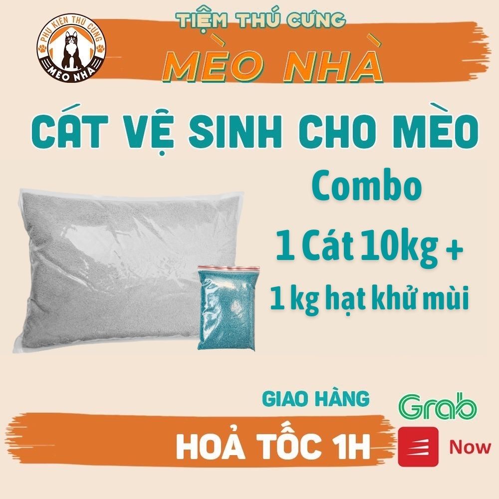 Cát vệ sinh cho mèo - Combo 1 túi cát 10kg và 1 túi khử mùi 1kg