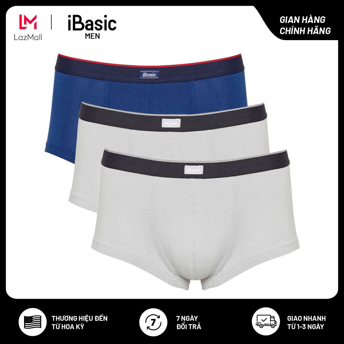 Combo 3 quần lót nam thun Trunk iBasic PANM091