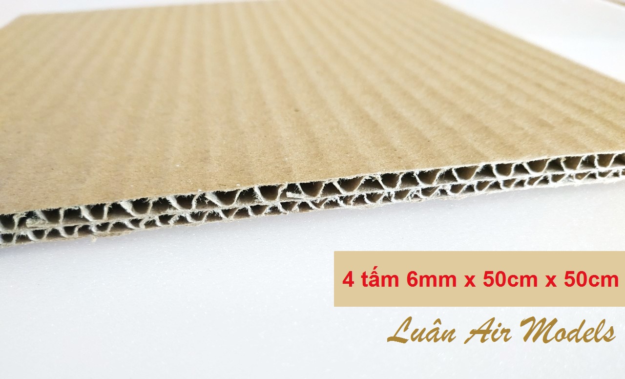 [50x50cm] Combo 4 tấm giấy carton các-tông 5 lớp dày 6mm làm mô hình đóng thùng trang trí (VA284) - Luân Air Models