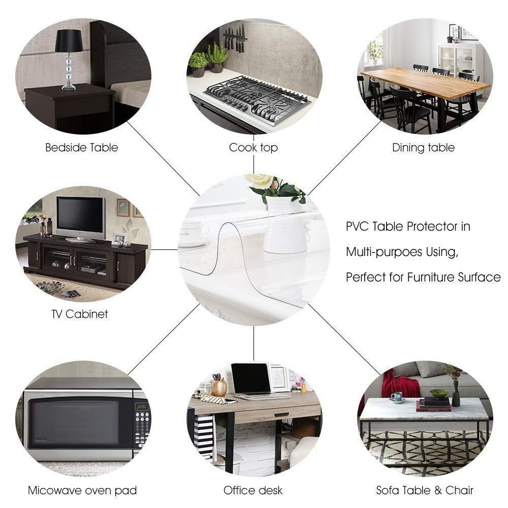 (1mm Hình chữ nhật trong suốt)Nhựa PVC Trong Suốt Chống Thấm Nước Chống Dầu Khăn Trải Bàn Trong Suốt Bàn Ăn Mềm Mại Kính Nhựa Khăn Trải Bàn Bao
