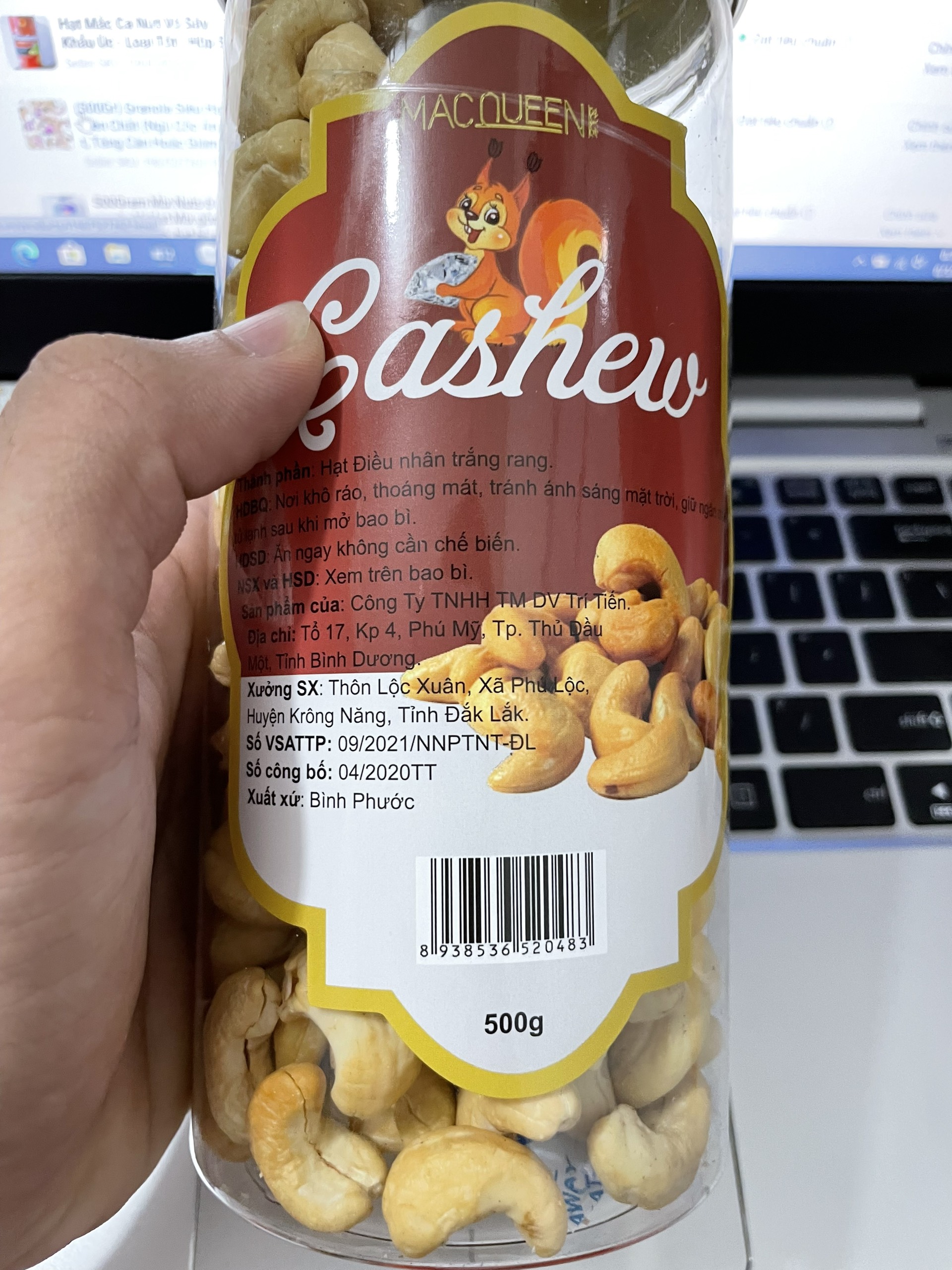 Hạt Điều Nhân Trắng Rang Hộp 500gr
