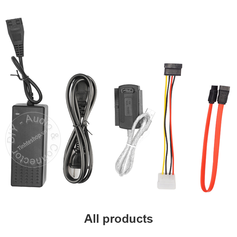 USB 2.0 sang SATA IDE ATA 2.5 3.5 đọc dữ liệu Ổ cứng SSD CD DVD-ROM kèm nguồn 12V