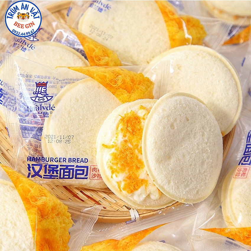 Combo 10 bánh mì hamburger nhân sữa chua kẹp chà bông đài loan b65c10 - ăn vặt beegin