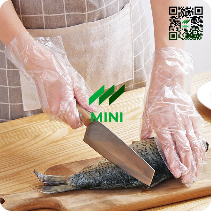 1 Hộp / 100 - Chiếc Găng tay nylon trong dùng 1 lần