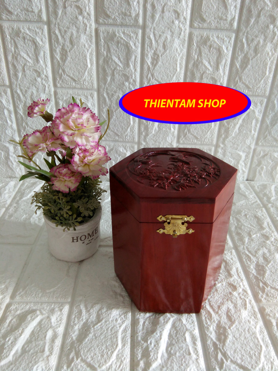 [HCM]Hộp đựng gói trà trạm mặt gỗ hương (HTT02)