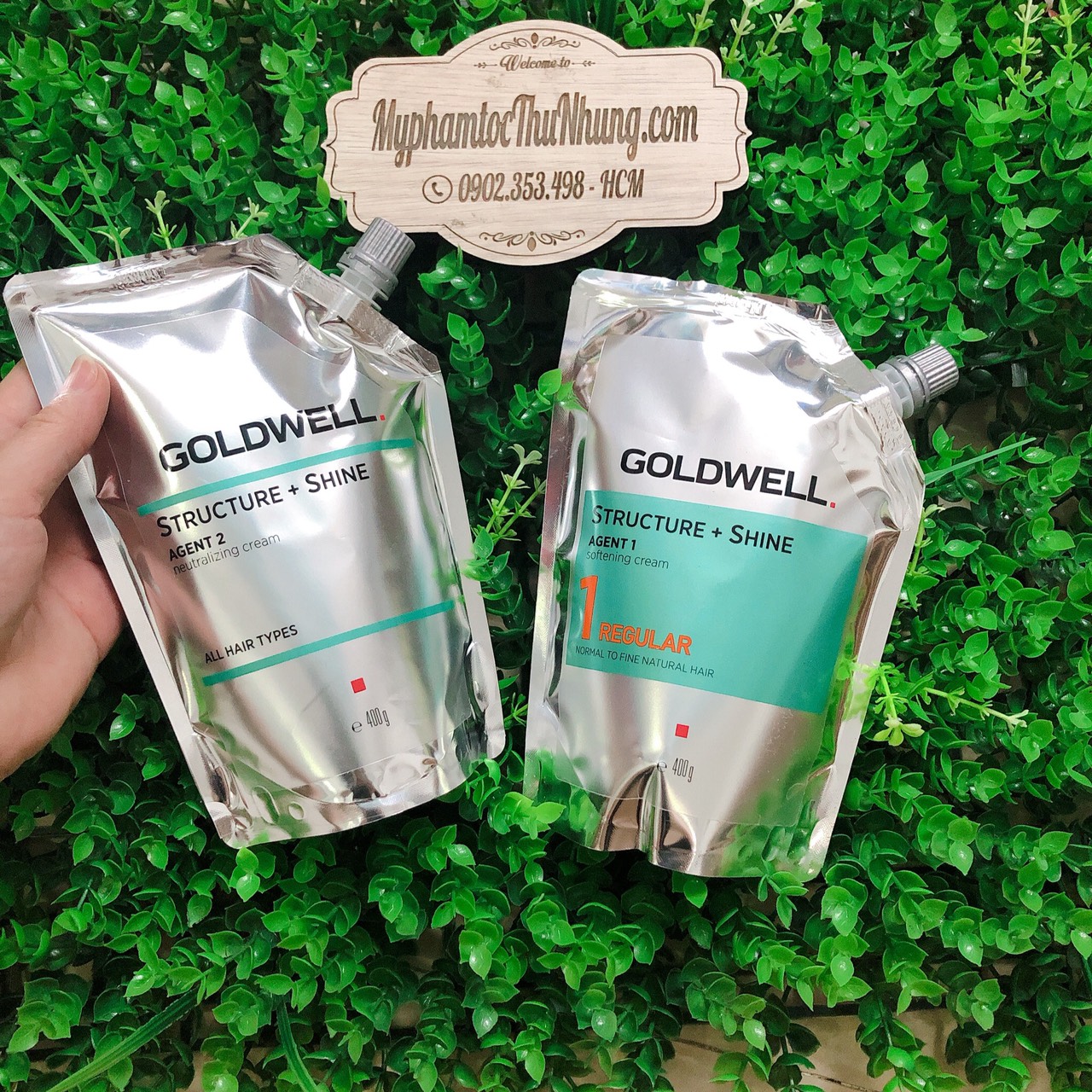 [HCM]Cặp duỗi tóc cao cấp Goldwell Structure + Shine 400mlx2