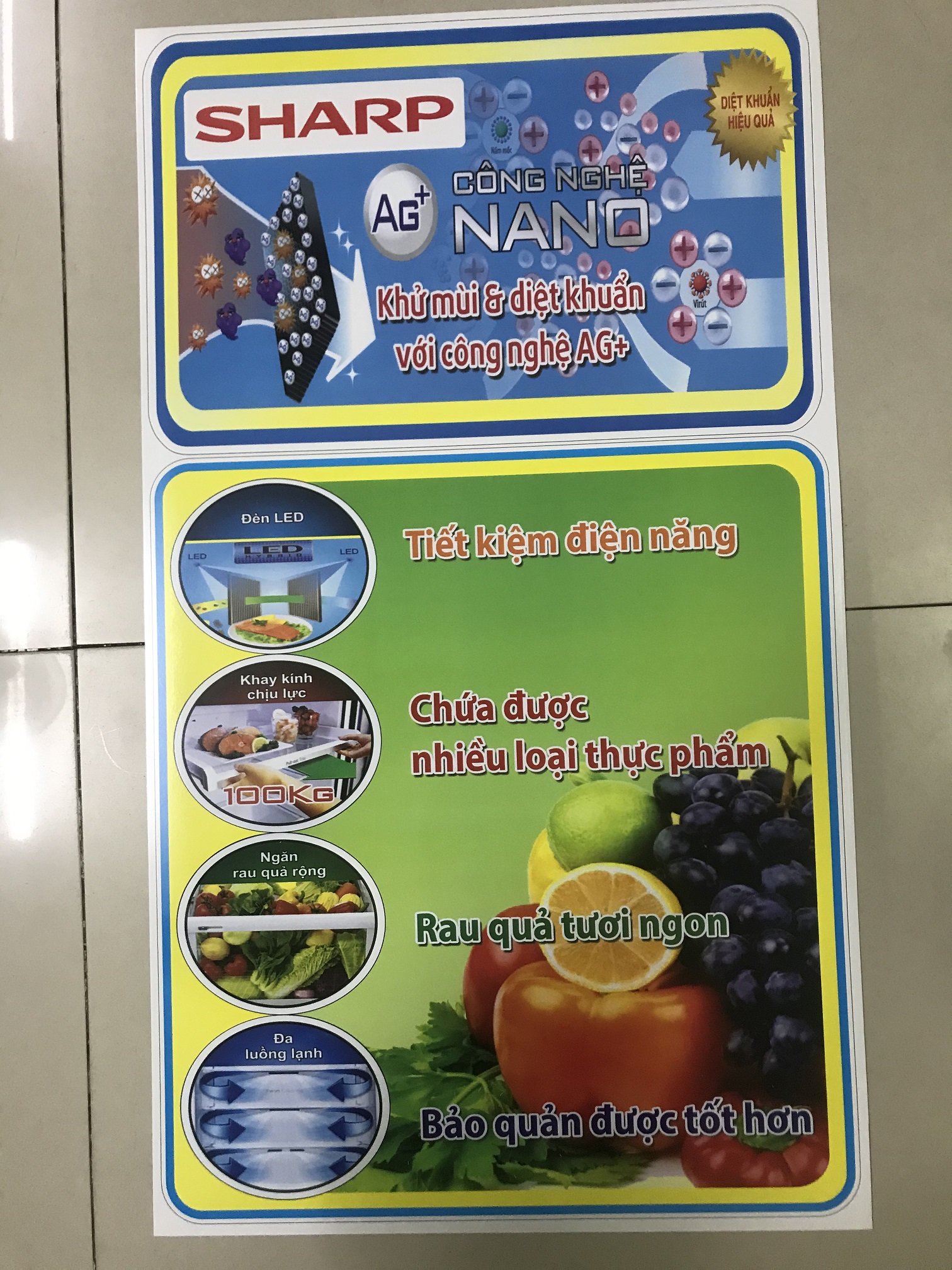 [HCM]Miếng dán tủ lạnh Sharp  - Tem dán tủ lạnh Sharp