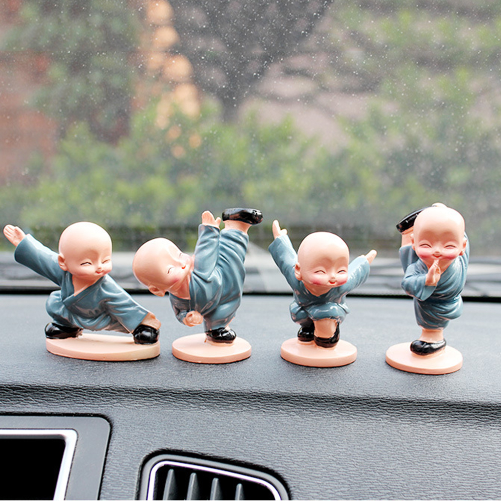 Bộ tượng 4 chú tiểu thiếu lâm múa võ - trang trí ô tô