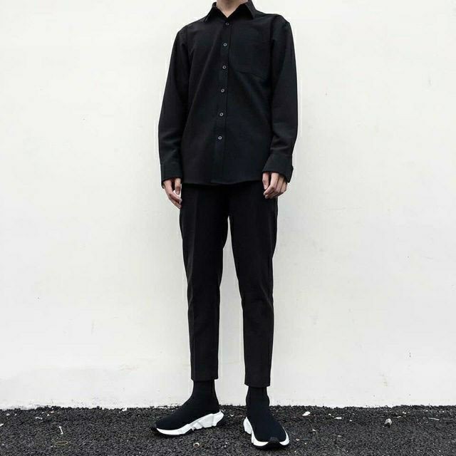 Áo Sơ Mi Đen ❤❤ Áo Sơ Mi Nam Nữ Unisex❤