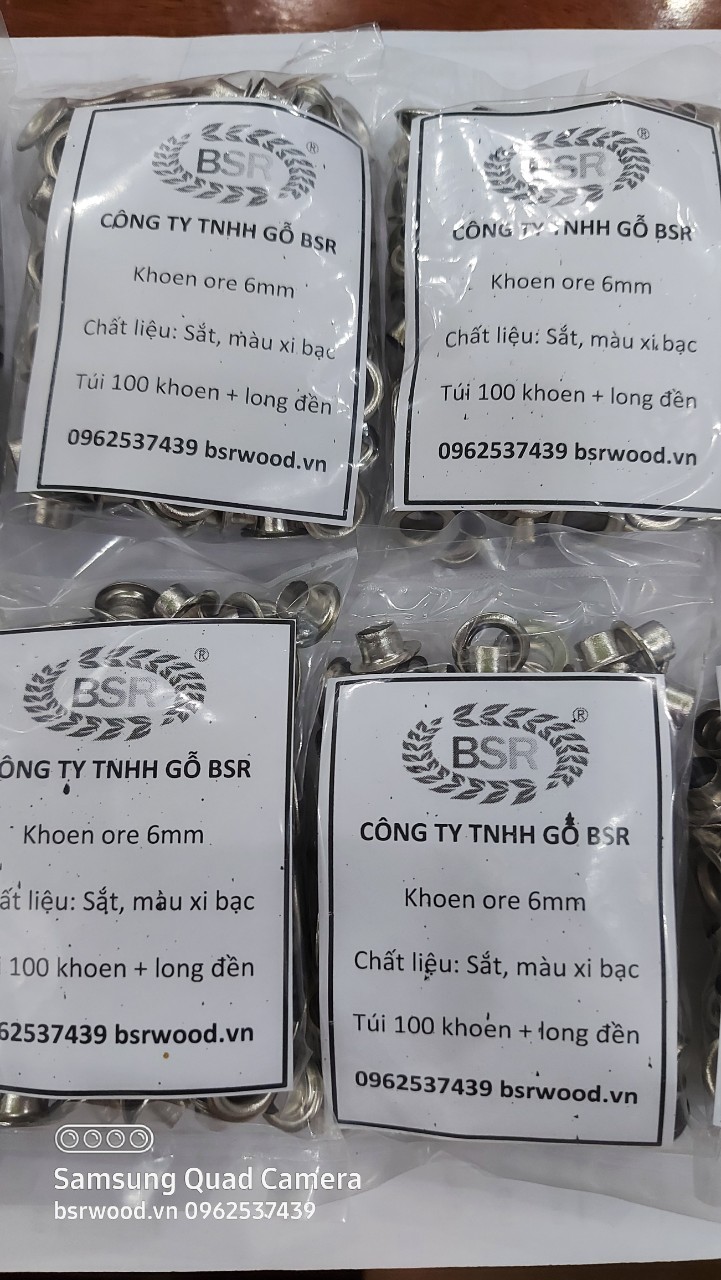 Khoen ore 6mm Khuy mắt cáo đóng bạt bấm bạt bấm túi giấy Bằng sắt Túi 100 cái + 100 long đền