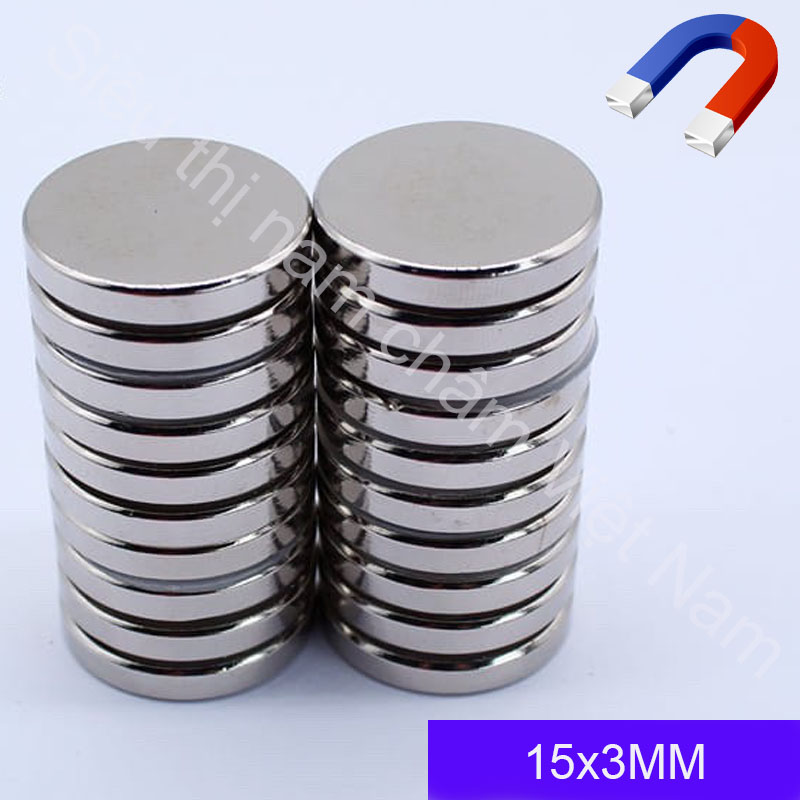 Nam châm viên 15x3mm( set 10v) loại nam châm trắng đất hiếm lực hút siêu mạnh