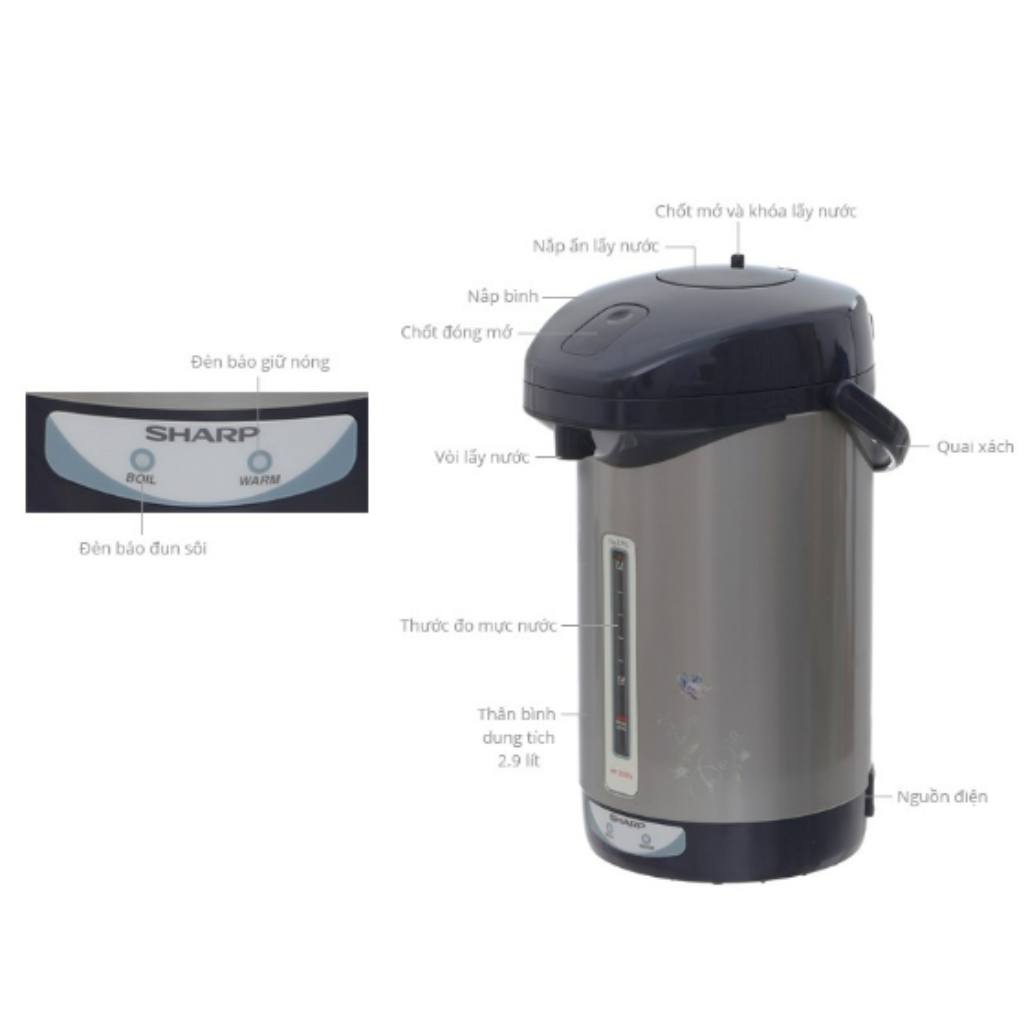 Bình thủy điện Sharp KP-30STV-Hàng Chính Hãng