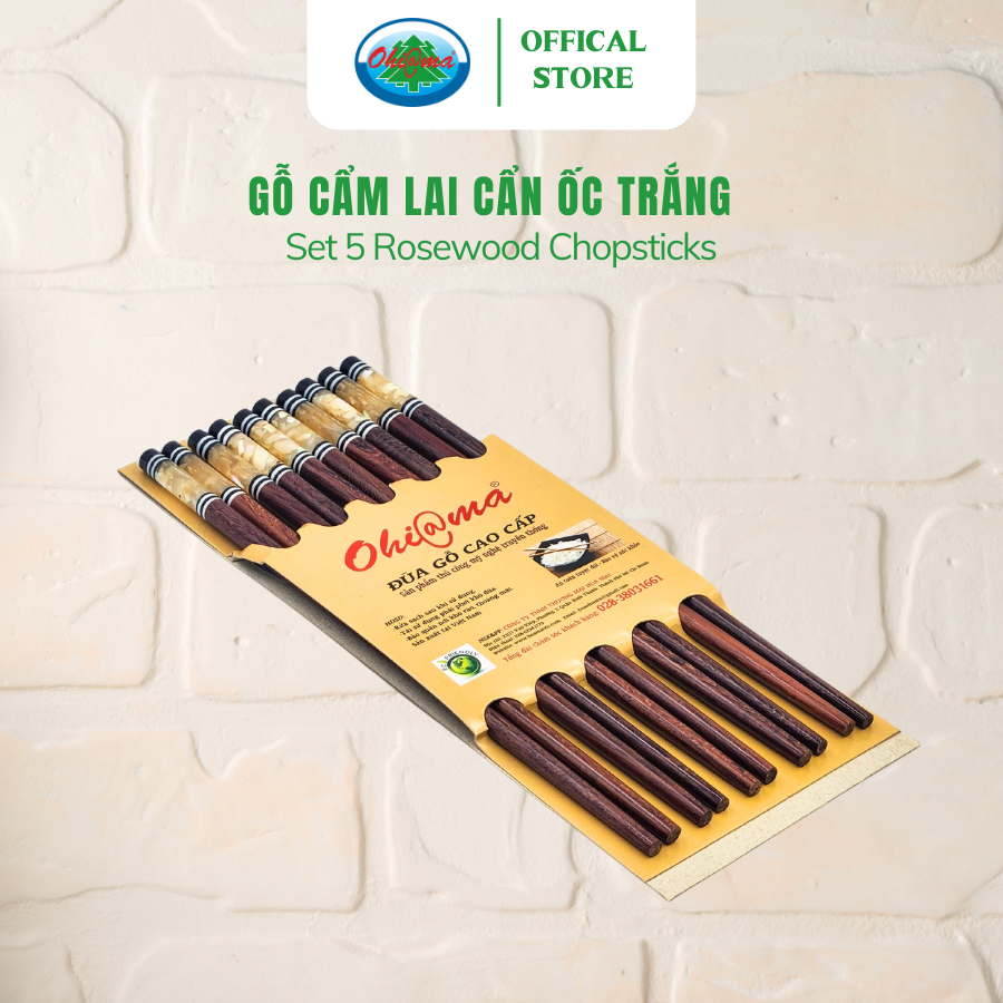 Bộ 5 Đôi Đũa Gỗ Cẩm Lai Cẩn Ốc Trắng Ohiama Rosewood Chopsticks - Đồ Dùng Bàn Ăn, Thủ Công Mỹ Nghệ