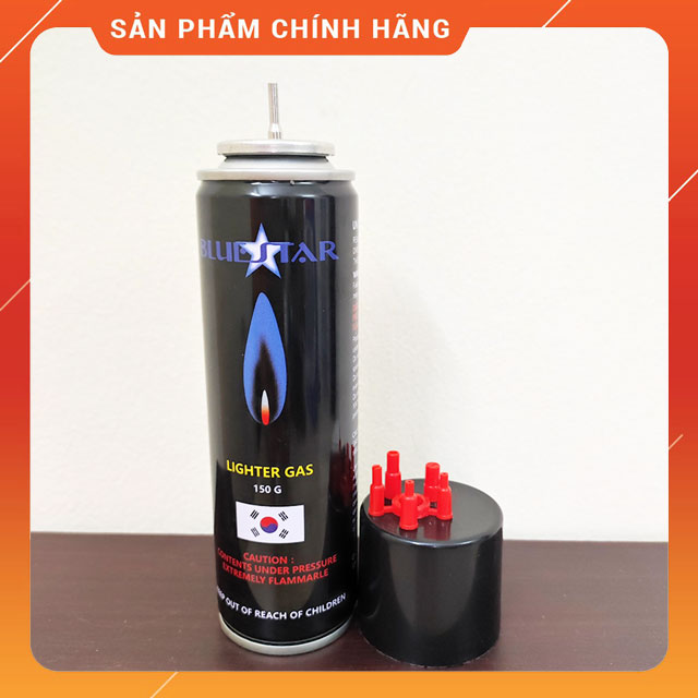 Bình Gas Blue Star Loại Nhỏ 180ML/150G Bơm Bật Lửa Khò Gas Chuyên Dụng Siêu Tiện Lợi Tặng Kèm 5 Đầu Bơm