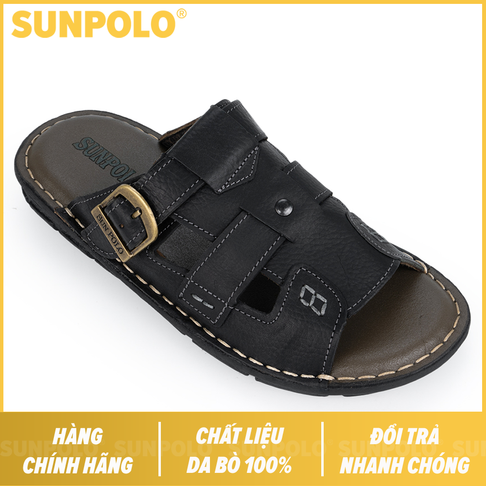 Dép nam da bò cao cấp sunpolo aqn021