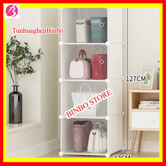 [Mẫu mới ] Tủ đựng túi xách trong suốt 4-5 ô nhựa cứng cáp size lớn chịu tải 10kg, kích thước 1m2x40x31, dễ dàng lắp ráp, lau chùi, tiện lợi